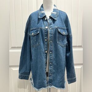 Coeur de Vague Blue Denim Oversized Jacket Size L